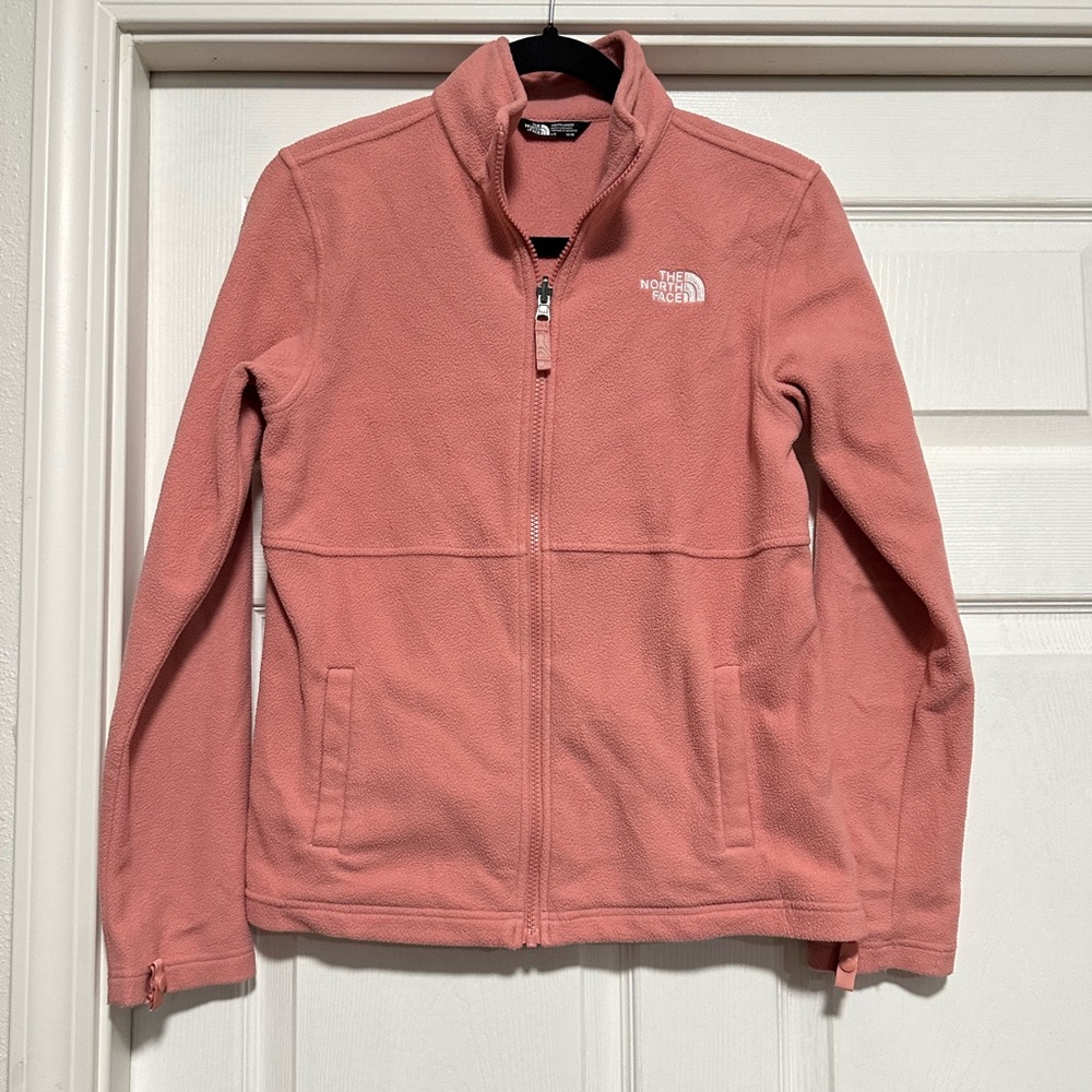 The North Face Light Pink Long Sleeve Zip Up Fleece Jacket Youth/Junior L